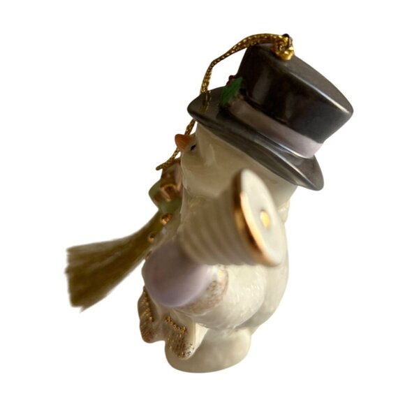 Lenox 2000 Snowman Ornament Handcrafted Ivory China 24K Gold Y2K Collectible - Picture 2 of 9